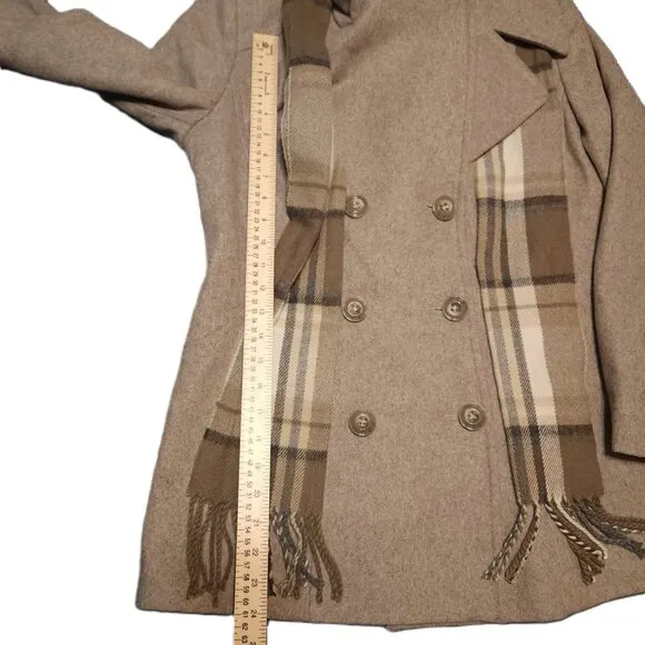London Fog Wool-blend Jacket Women's Medium, Beige, Plaid Scarf Warm Winter Fall