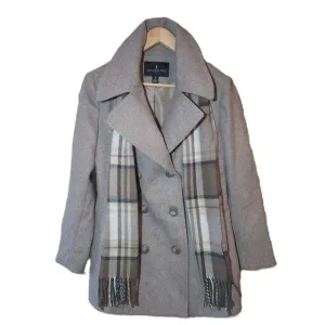 London Fog Wool-blend Jacket Women's Medium, Beige, Plaid Scarf Warm Winter Fall