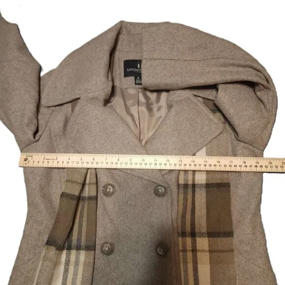 London Fog Wool-blend Jacket Women's Medium, Beige, Plaid Scarf Warm Winter Fall
