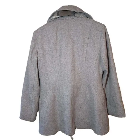 London Fog Wool-blend Jacket Women's Medium, Beige, Plaid Scarf Warm Winter Fall