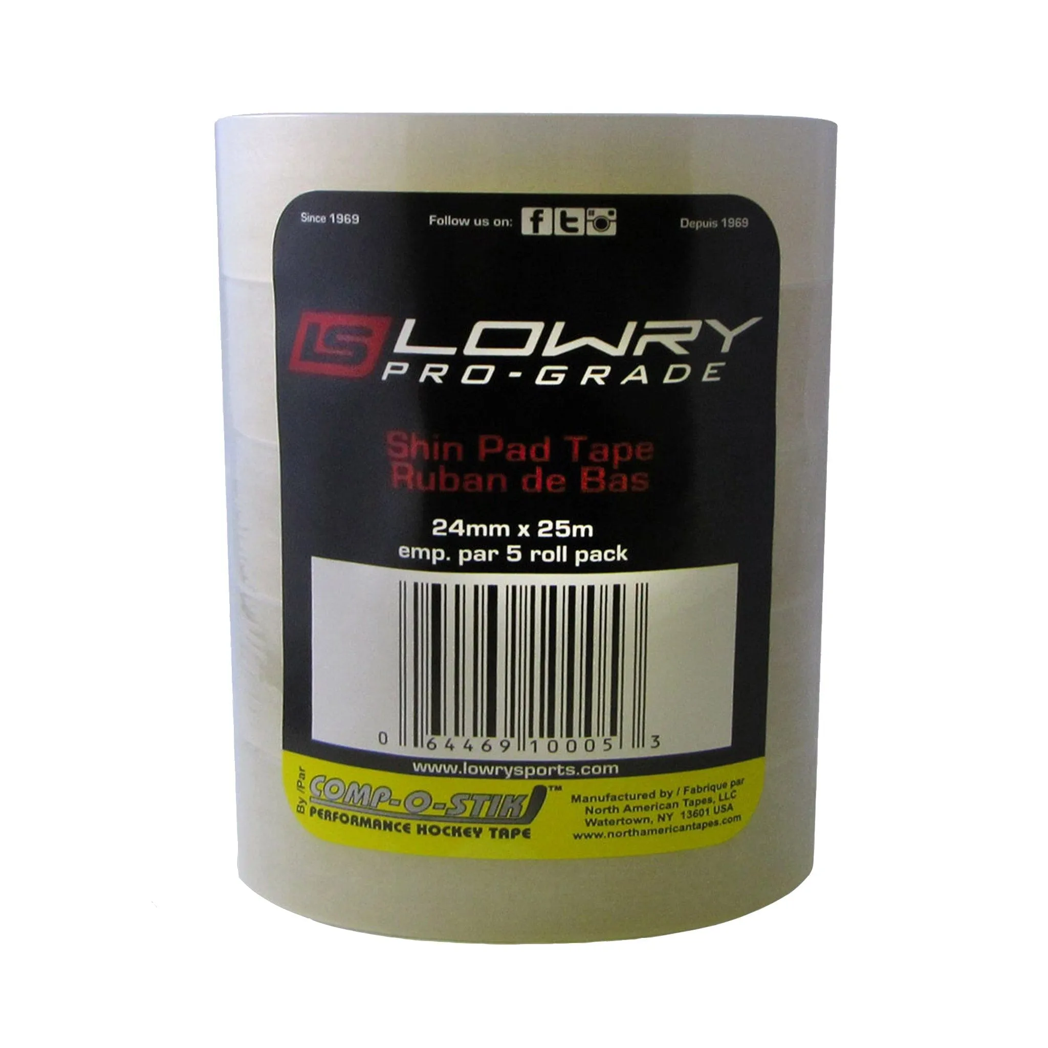 Lowry Sports Pro-Grade Clear Hockey Sock Tape – 5 Pack (Small Roll)