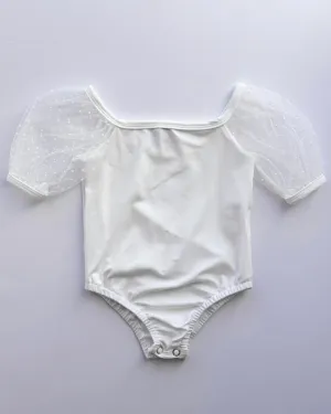 Maisie Puff Shoulder Leotard - White