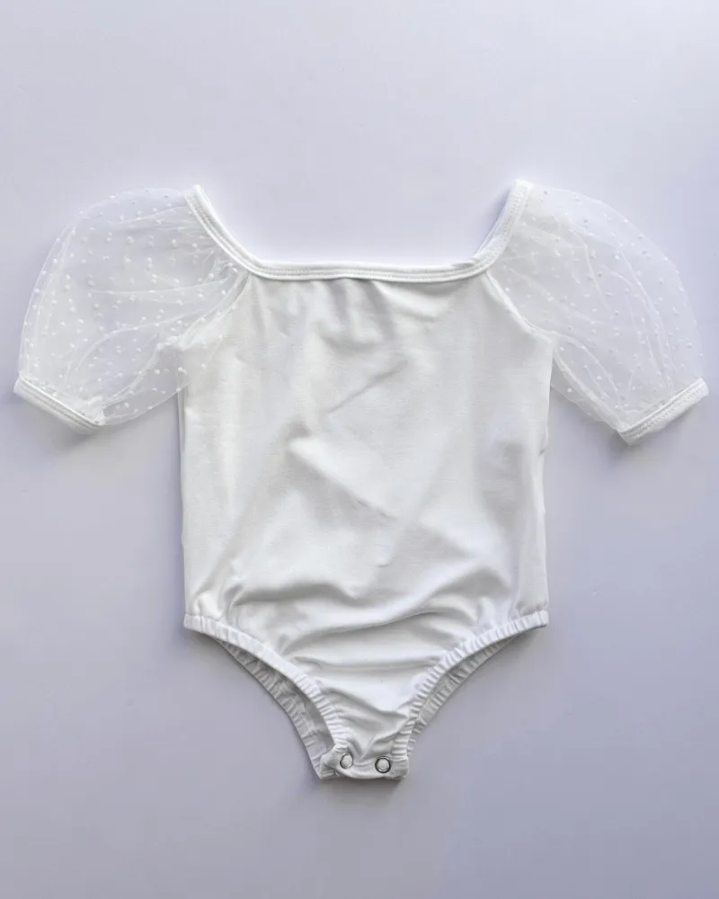 Maisie Puff Shoulder Leotard - White