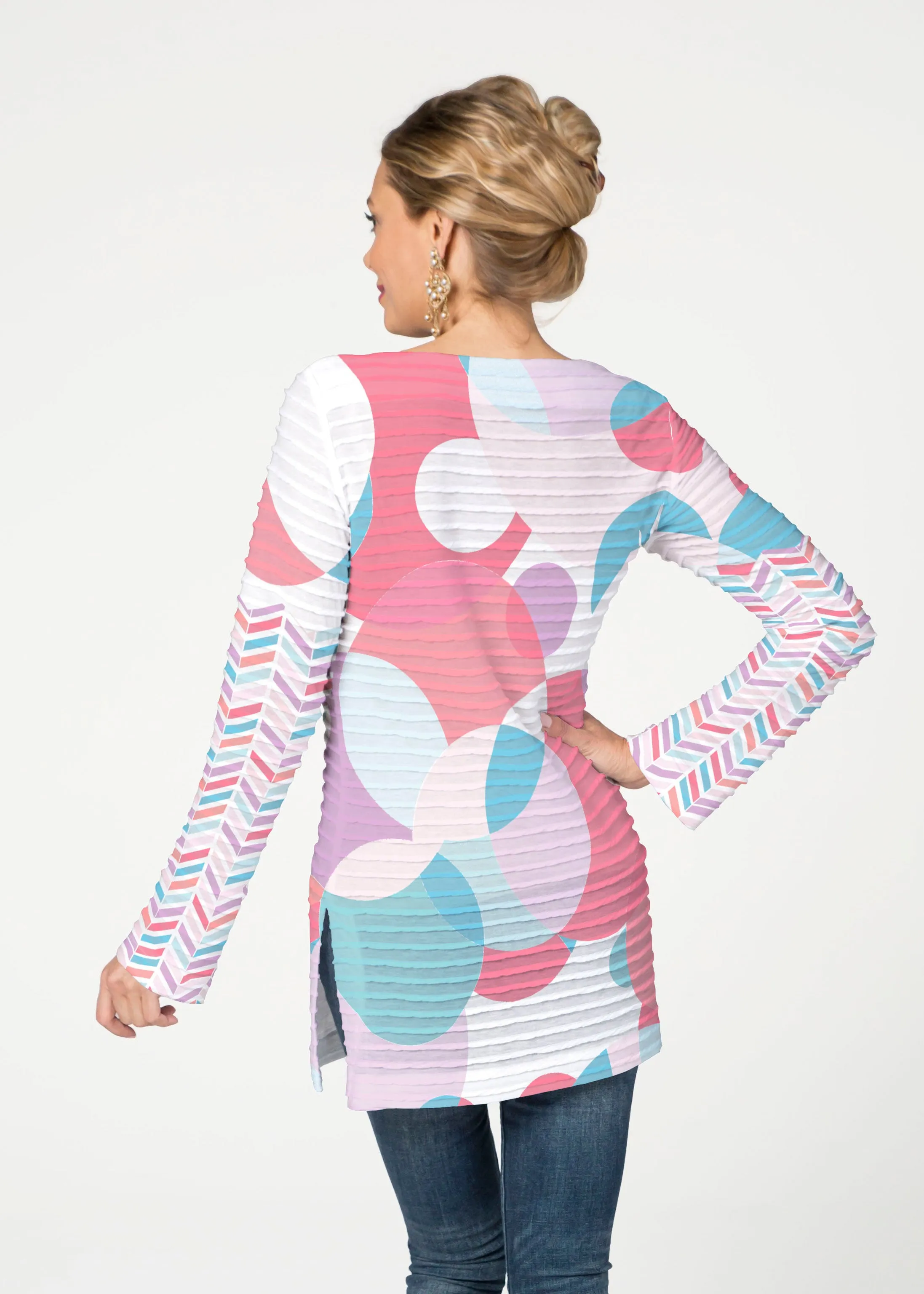 Marble Chevron Pastel (25111) ~ Banded Boatneck Tunic