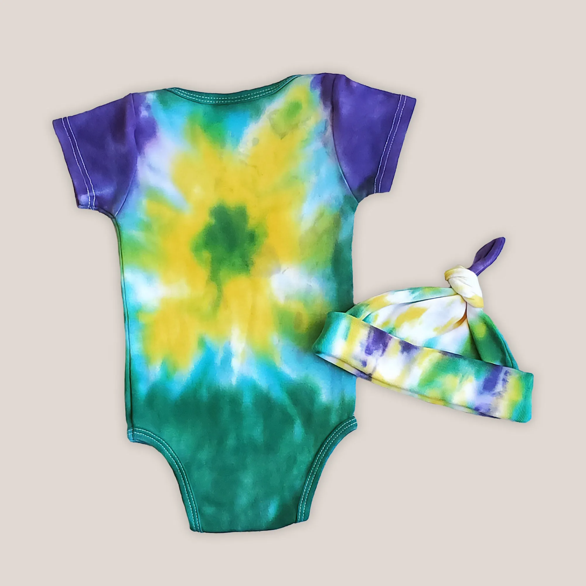 Mardi Gras Organic Tie Dye Baby Set