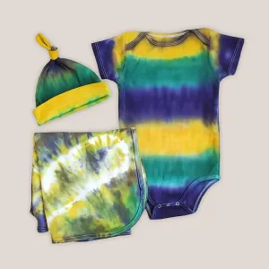 Mardi Gras Organic Tie Dye Baby Set