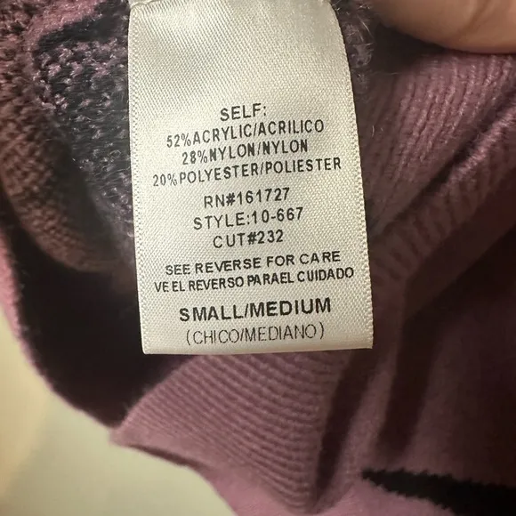 Mauve Crew Neck Sweater with Black Lightning Bolt Design