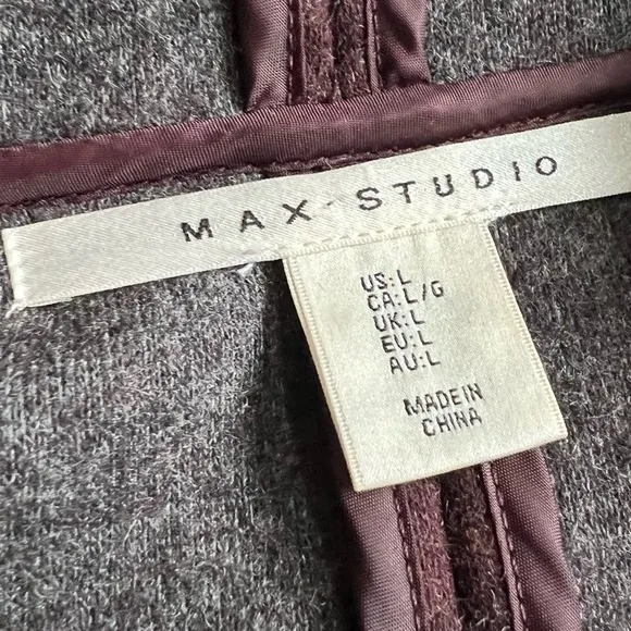 Max Studio Hooded Wool Blend Wrap Jacket Large