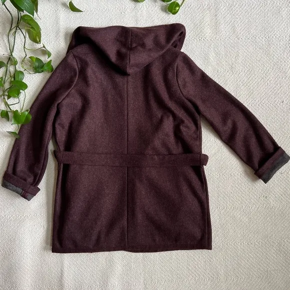 Max Studio Hooded Wool Blend Wrap Jacket Large