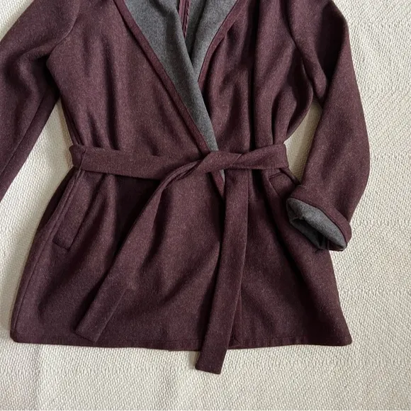 Max Studio Hooded Wool Blend Wrap Jacket Large