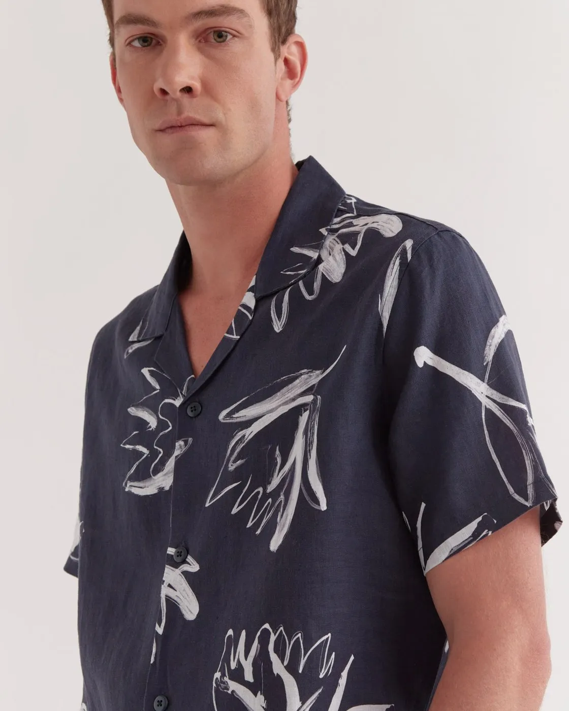 Mens Campo Linen Shirt Native Print