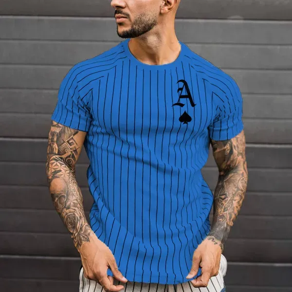 Men’s Fashion Casual 3D Poker Print Plus Size T-Shirt