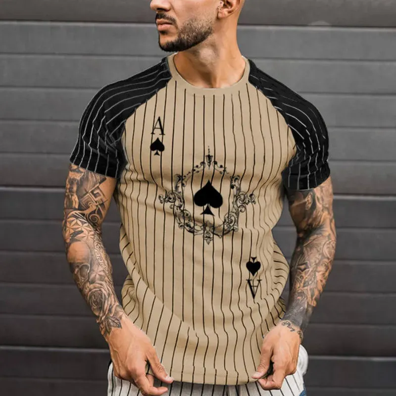 Men’s Fashion Casual 3D Poker Print Plus Size T-Shirt