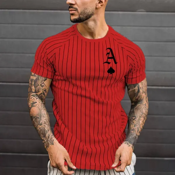 Men’s Fashion Casual 3D Poker Print Plus Size T-Shirt