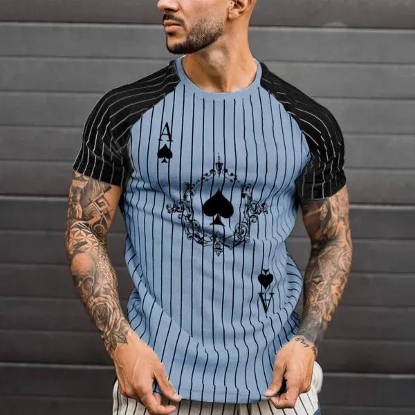 Men’s Fashion Casual 3D Poker Print Plus Size T-Shirt