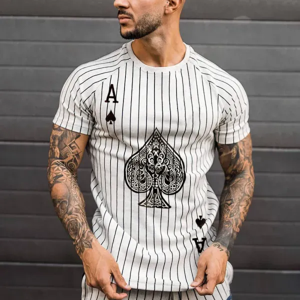 Men’s Fashion Casual 3D Poker Print Plus Size T-Shirt