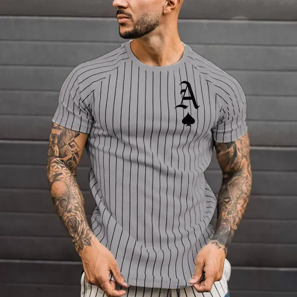 Men’s Fashion Casual 3D Poker Print Plus Size T-Shirt