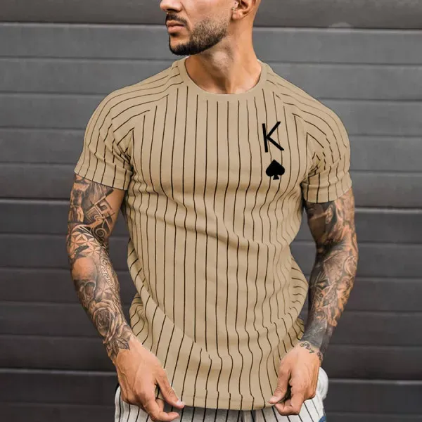 Men’s Fashion Casual 3D Poker Print Plus Size T-Shirt