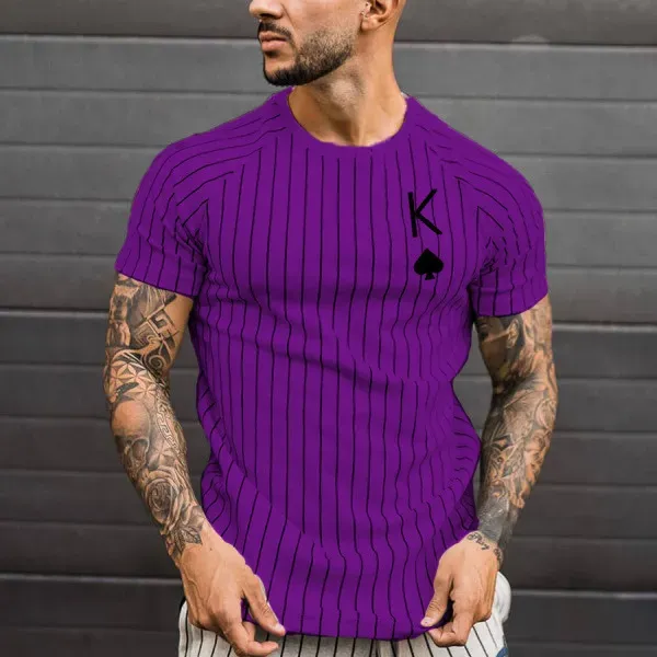 Men’s Fashion Casual 3D Poker Print Plus Size T-Shirt