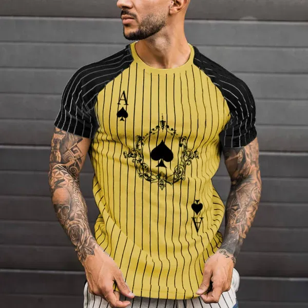Men’s Fashion Casual 3D Poker Print Plus Size T-Shirt