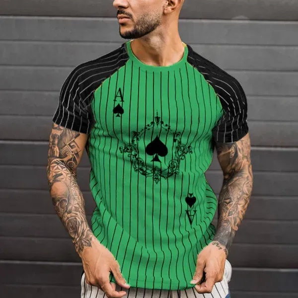 Men’s Fashion Casual 3D Poker Print Plus Size T-Shirt