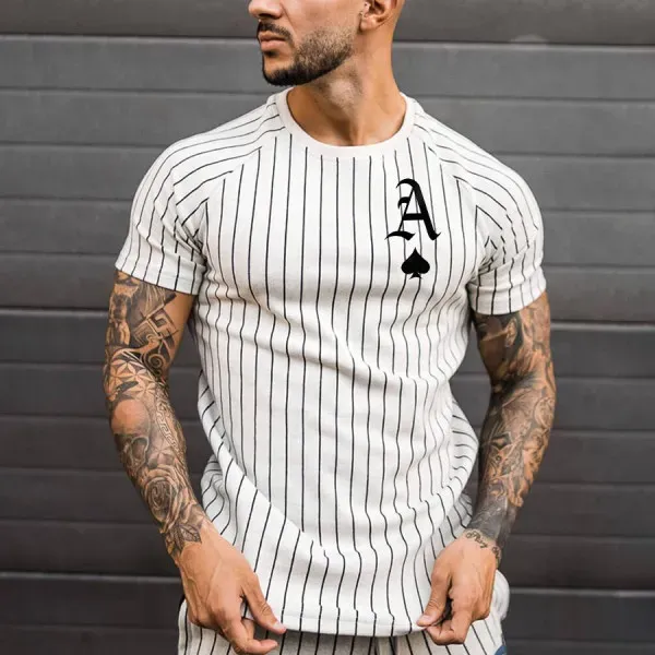 Men’s Fashion Casual 3D Poker Print Plus Size T-Shirt