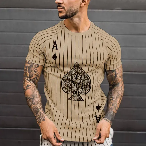 Men’s Fashion Casual 3D Poker Print Plus Size T-Shirt