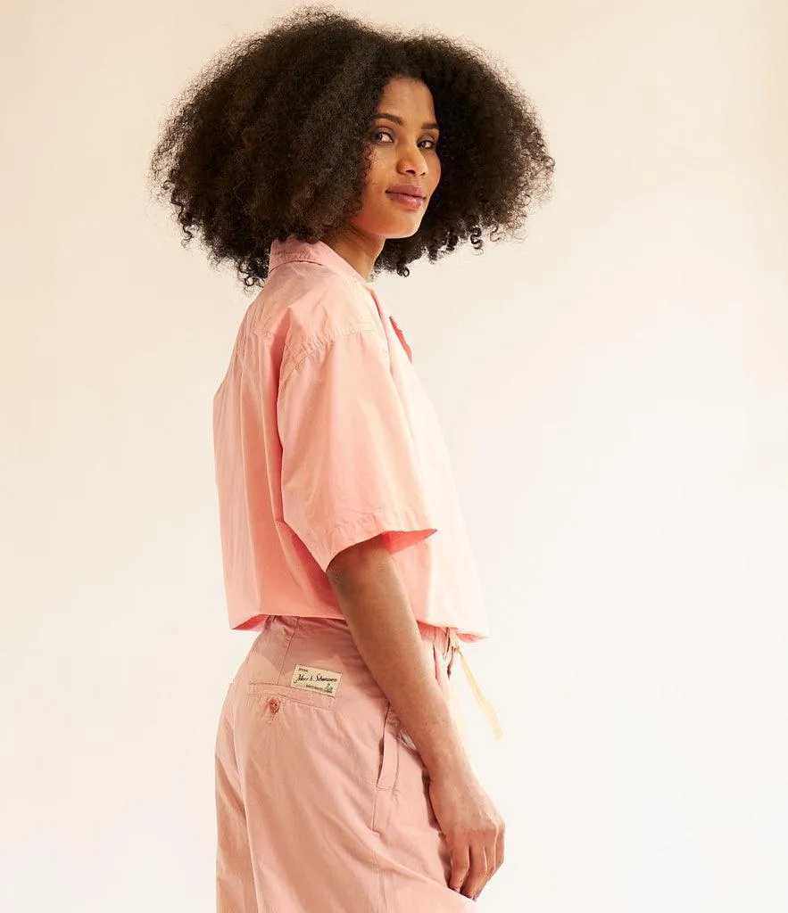 Merz b. Schwanen - SHIRT03 UNISEX Bowling Shirt, Organic Cotton Poplin, Relaxed Fit - Peach