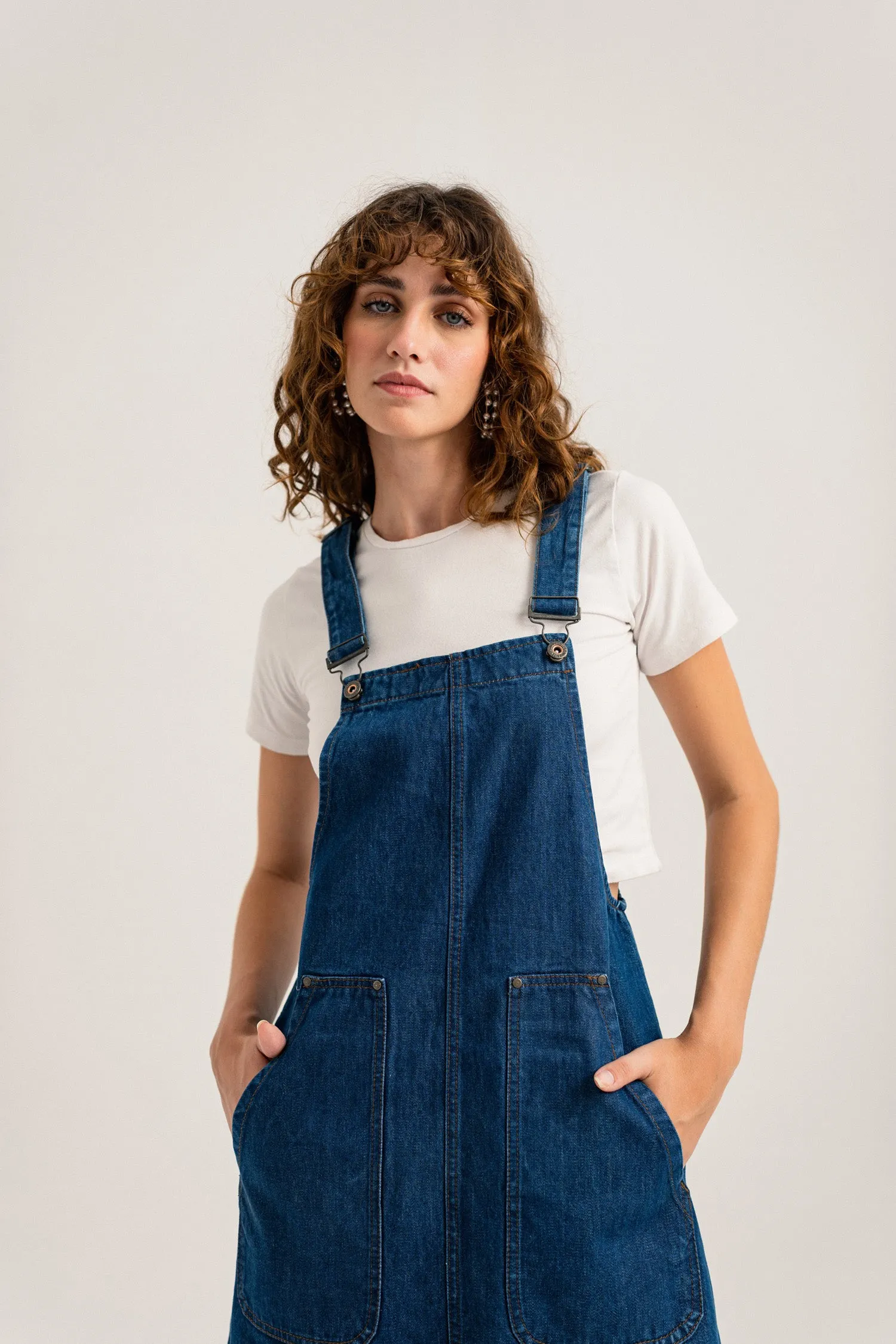 Mid Blue Relaxed Fit Denim Dunguree