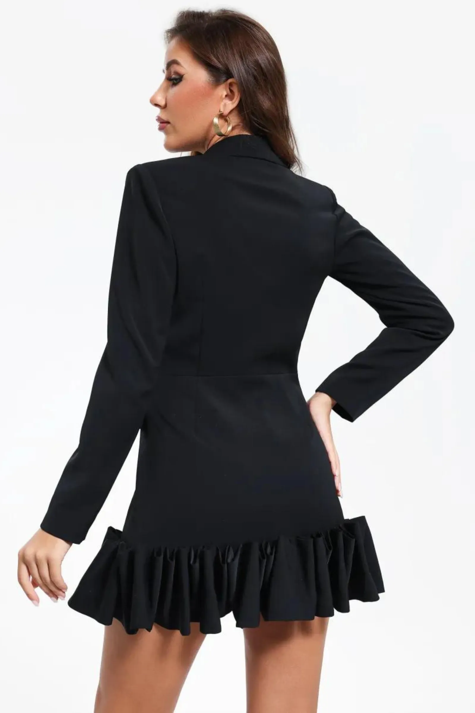 Midnight Elegance V-Neck Blazer Dress- Miss Molly brand