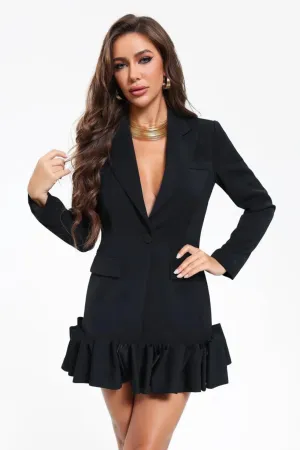 Midnight Elegance V-Neck Blazer Dress- Miss Molly brand