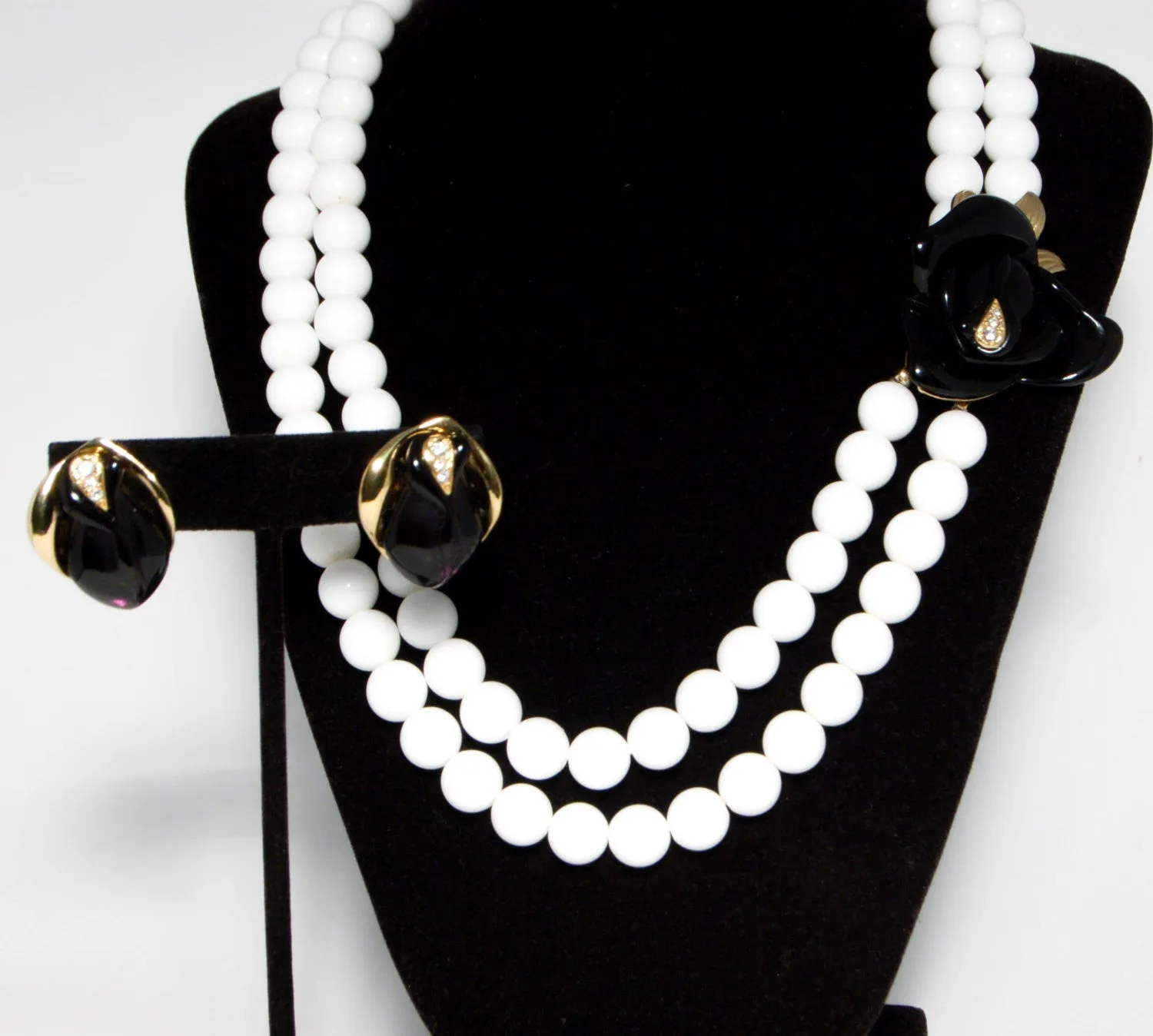 Midnight Rose Collection Necklace and Earrings Set by KJL for Avon