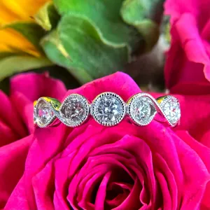 Milgrain Infinity 14K White Gold Wedding Band Ring