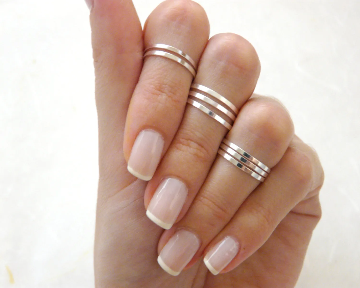 Minimalist Knuckle Rings – Set of 8