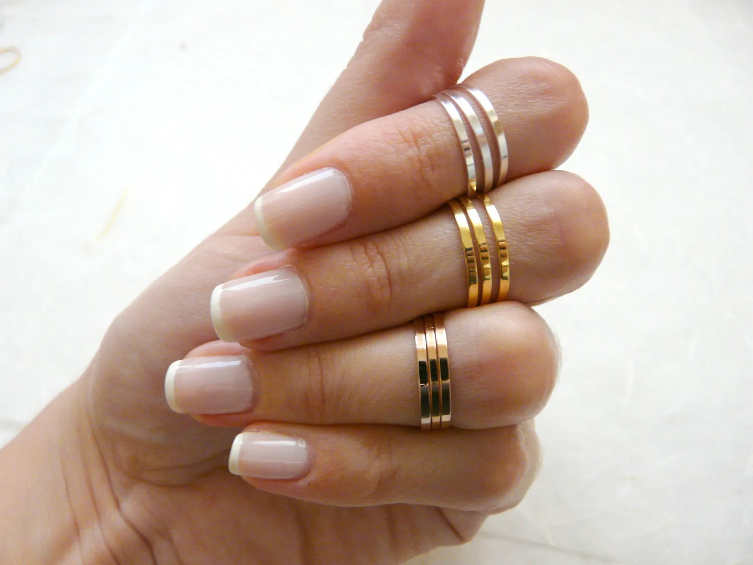 Minimalist Knuckle Rings – Set of 8