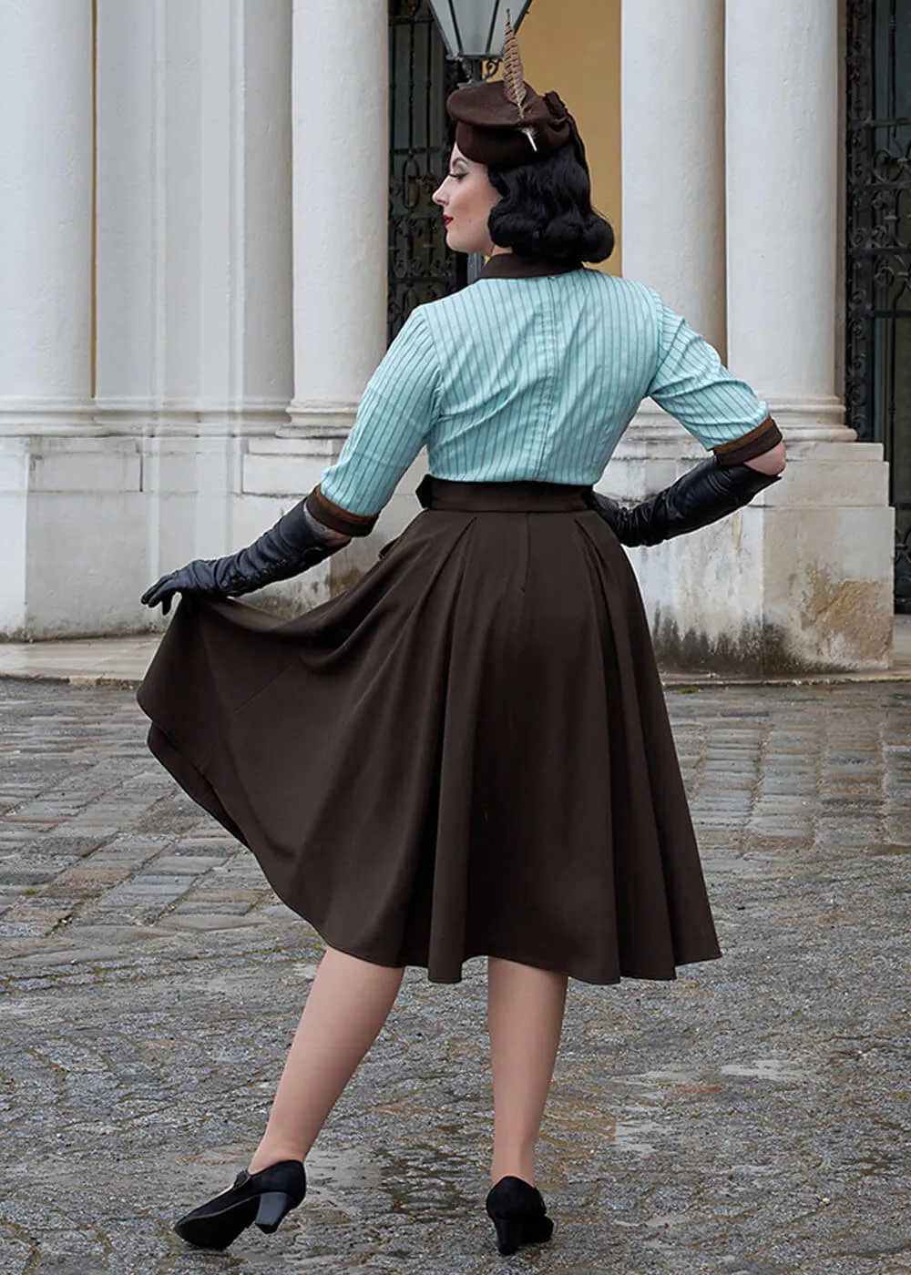Miss Candyfloss Roxana Minty 50's Swing Dress Mint Brown