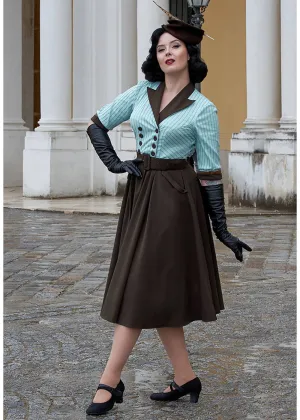 Miss Candyfloss Roxana Minty 50's Swing Dress Mint Brown
