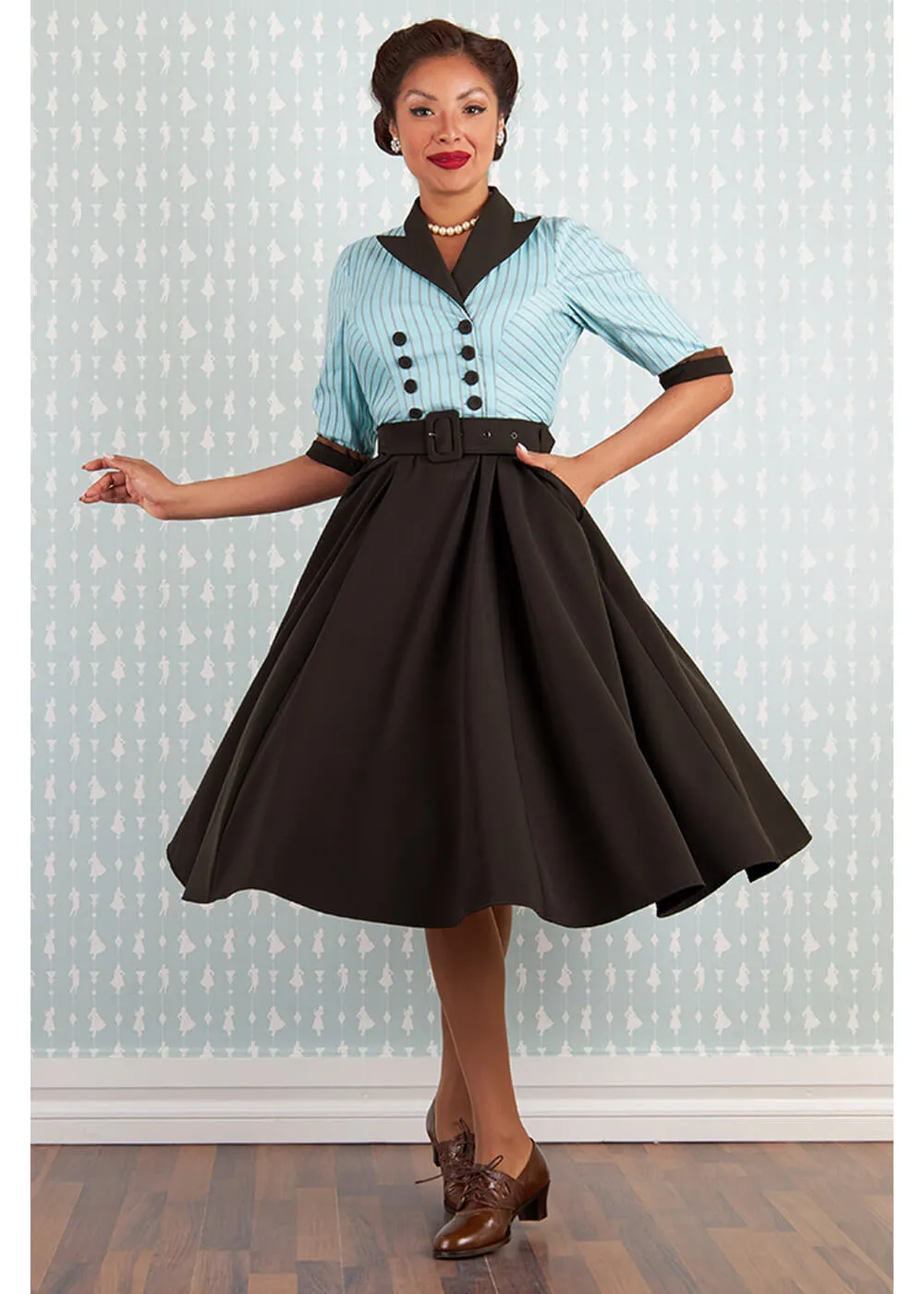 Miss Candyfloss Roxana Minty 50's Swing Dress Mint Brown