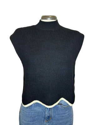 Mock Neck Short Sleeve Sweater Black