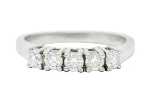 Modern 0.50 CTW Diamond Platinum Five Stone Stacking Anniversary Band Ring