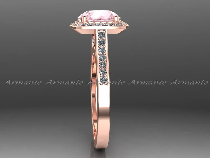 Morganite & Diamond Rose Gold Vintage Style Ring