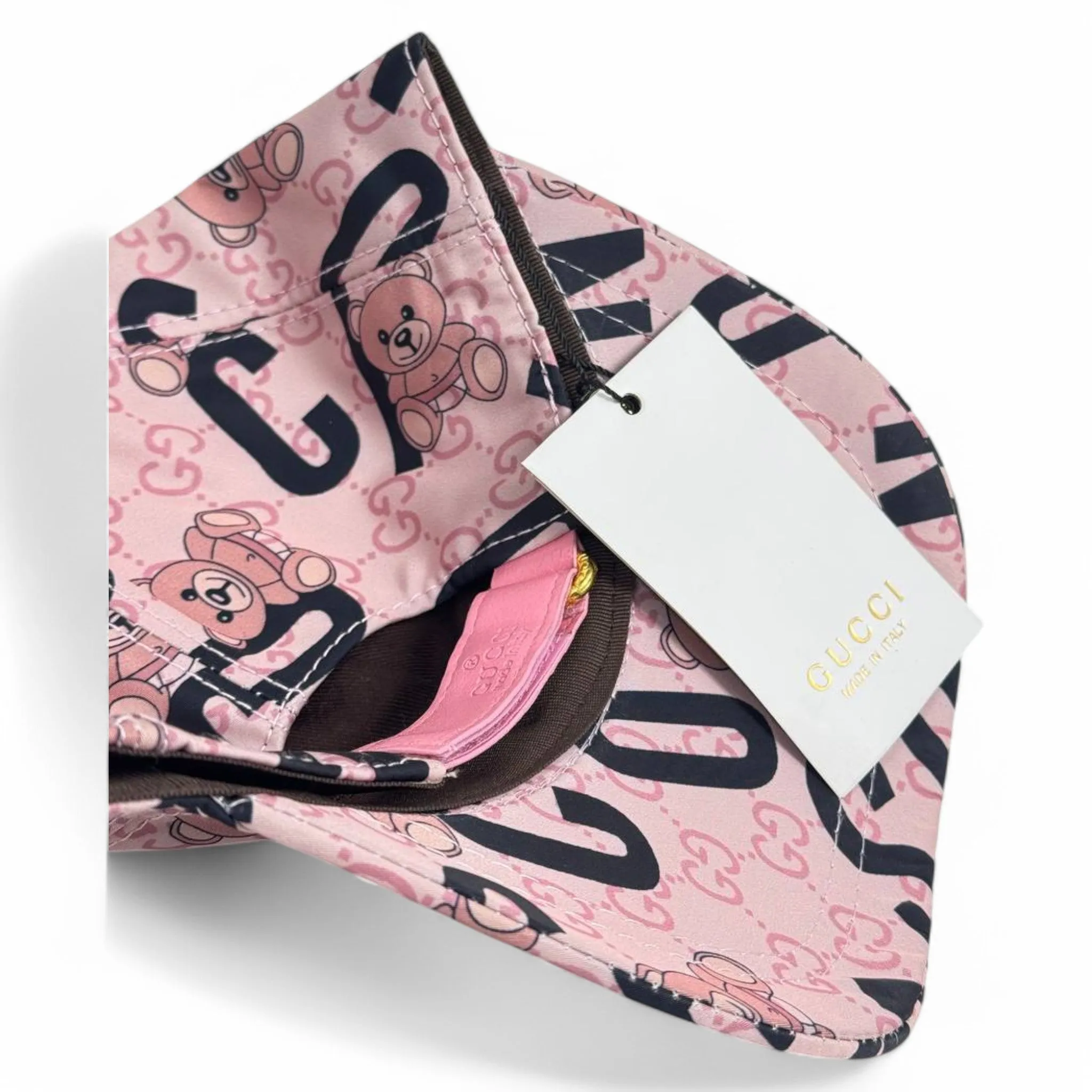 Moschino Pink Teddy Bear Print Baseball Cap