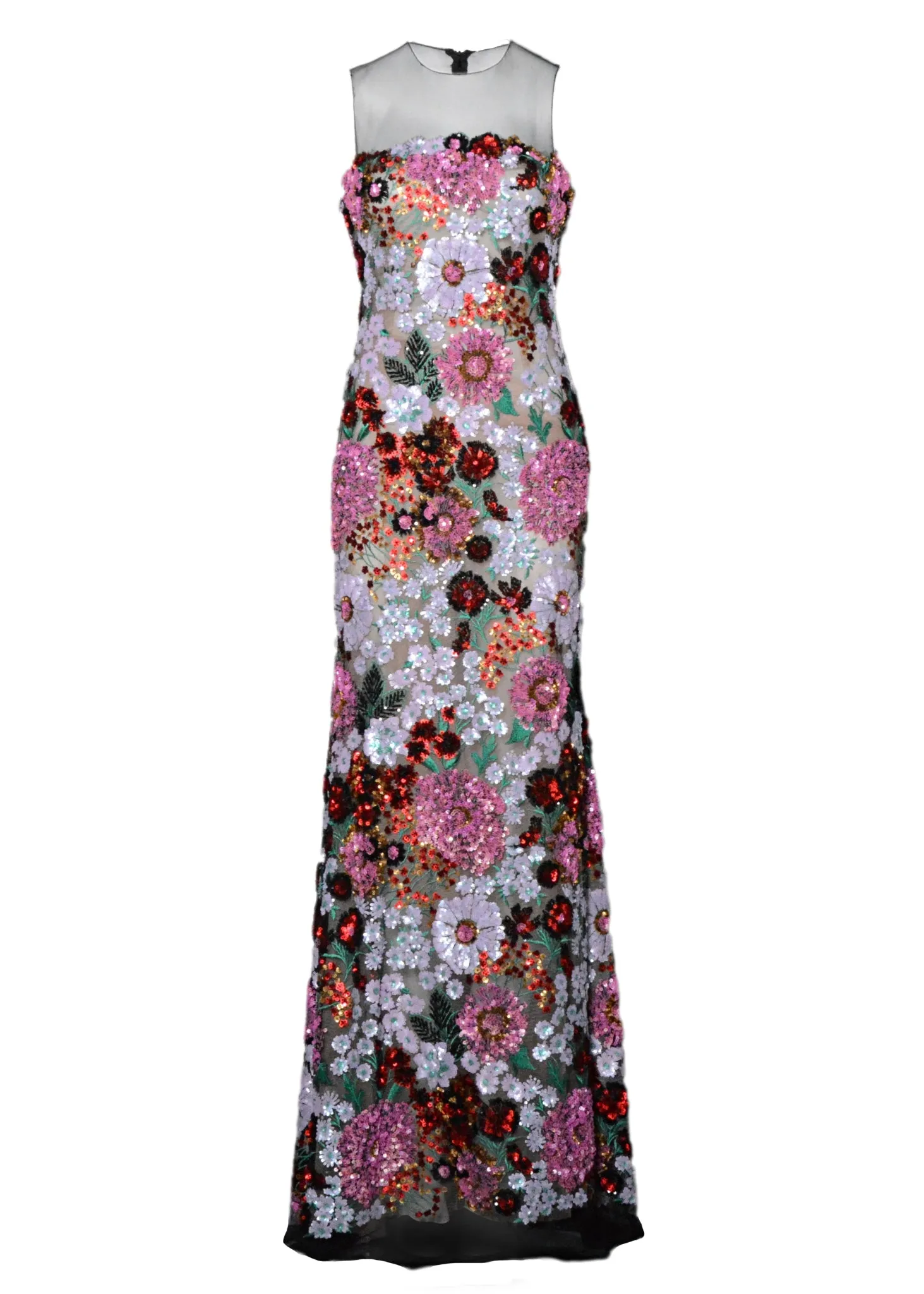 Multi Floral Bouquet Sequin Gown