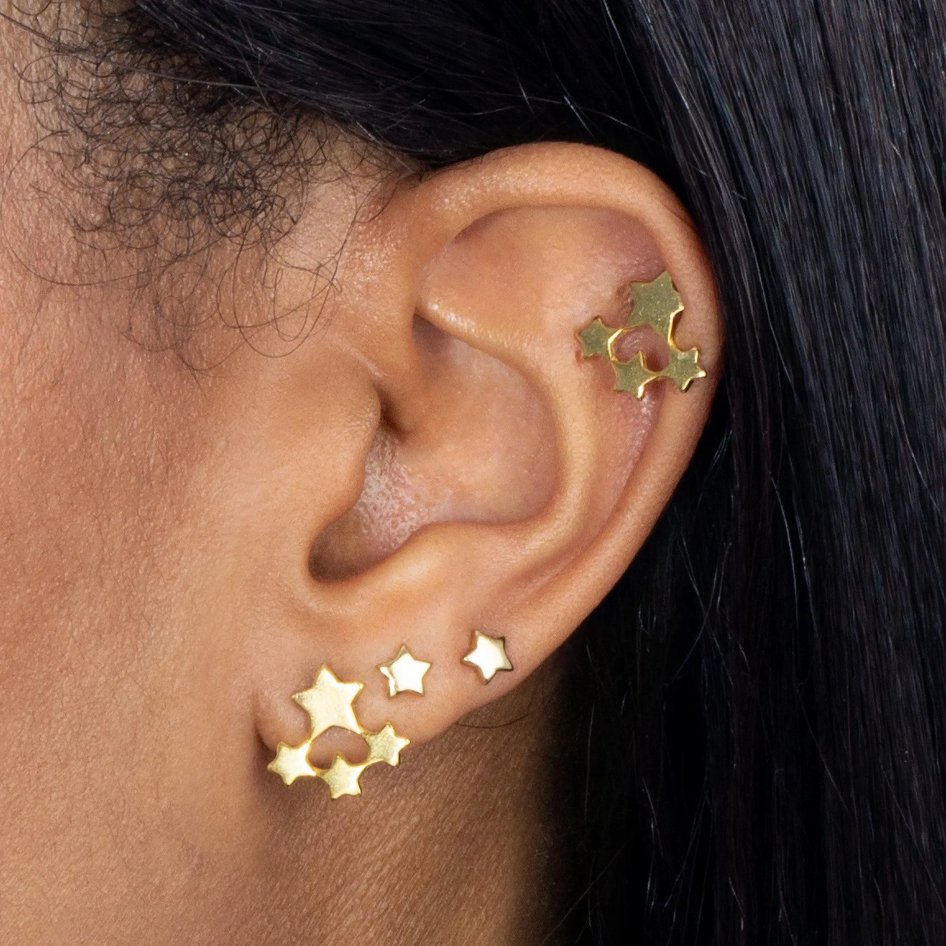 Multi Star Stud Earring Combo Set