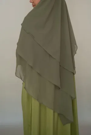 Munawara green three layer chiffon khimar hijab niqab
