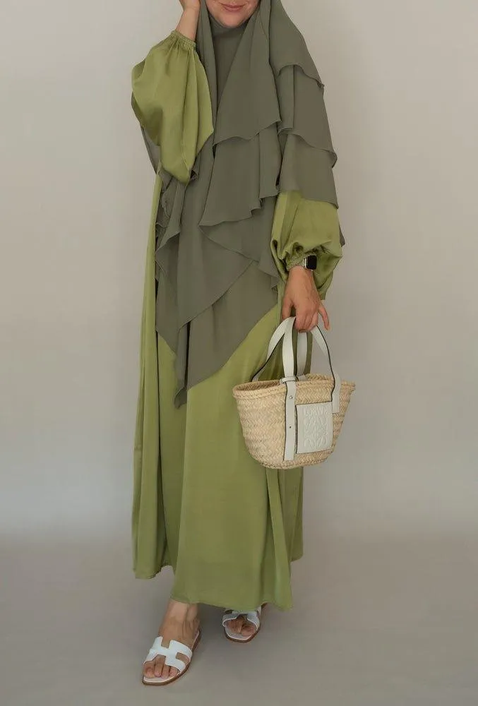 Munawara green three layer chiffon khimar hijab niqab