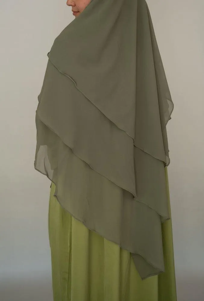 Munawara green three layer chiffon khimar hijab niqab