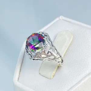 Mystic Topaz Ring, Natural or Simulated Gemstone, Victorian Jewelry #D66
