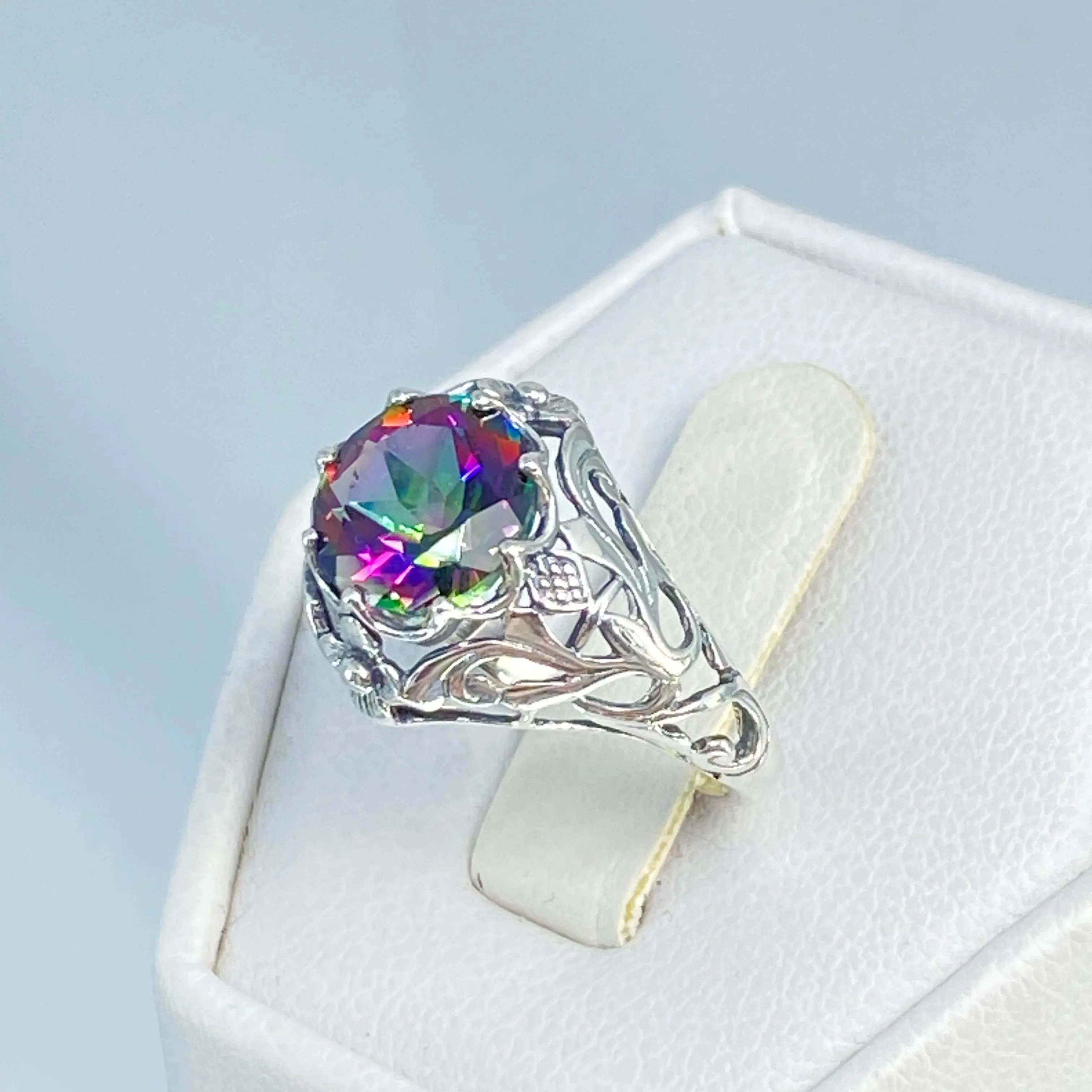 Mystic Topaz Ring, Natural or Simulated Gemstone, Victorian Jewelry #D66