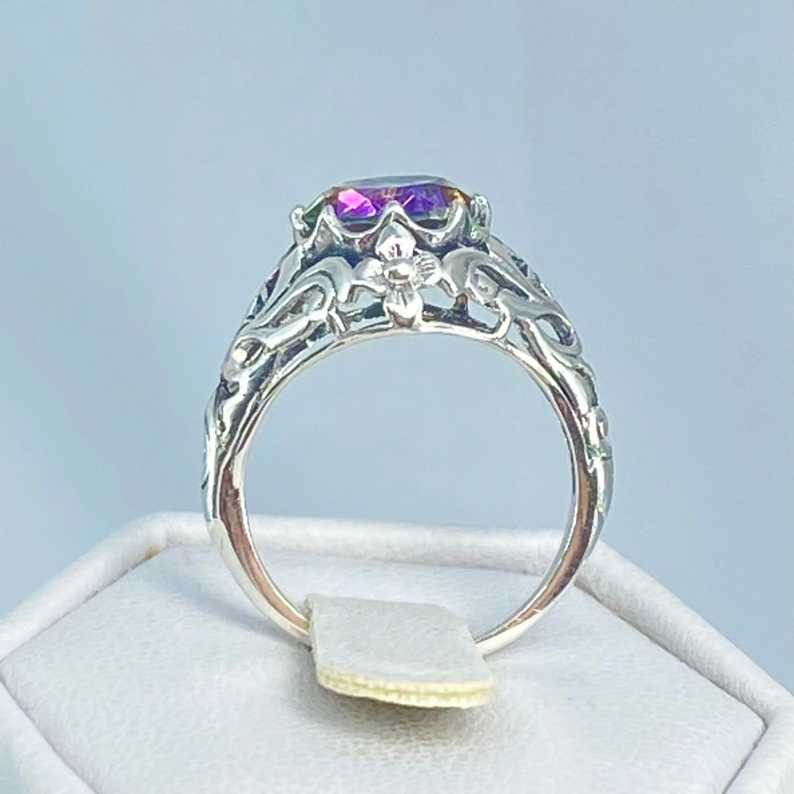 Mystic Topaz Ring, Natural or Simulated Gemstone, Victorian Jewelry #D66